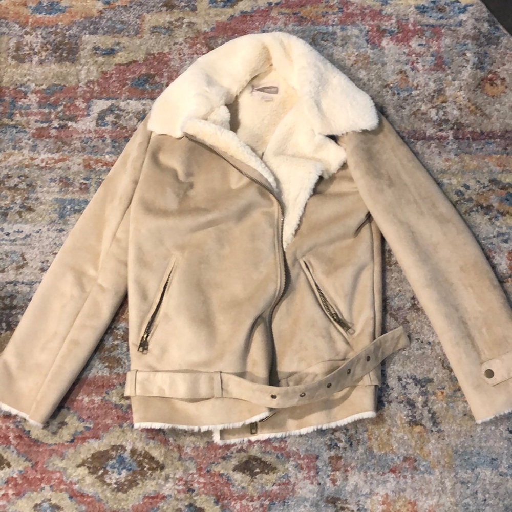 Nude Faux suede shearling jacket
